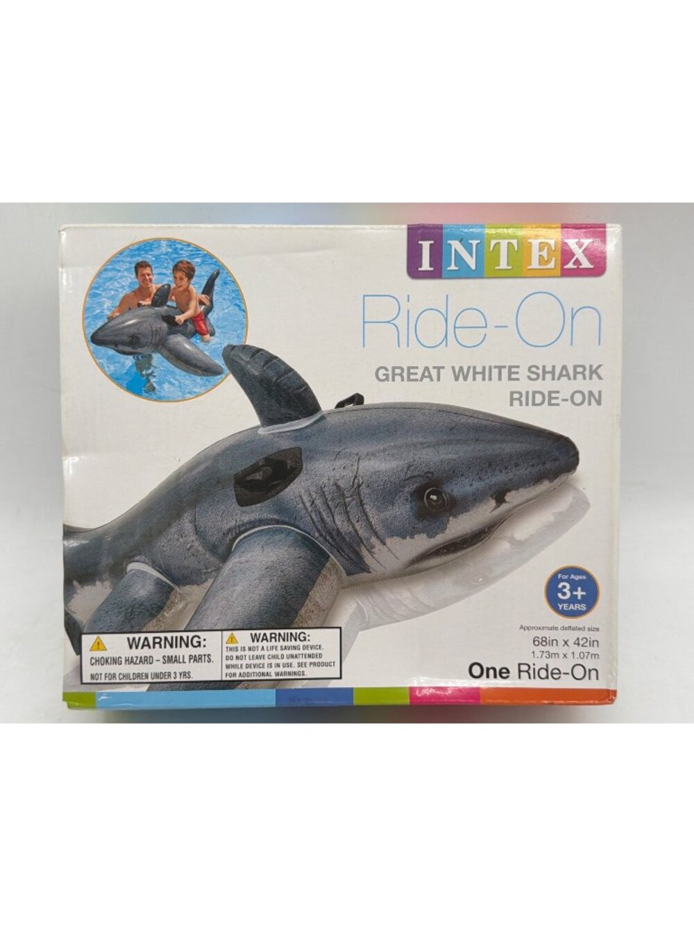 Intex Ride-On Great White Shark Inflatable Pool Float For Kids 68" x 42" Durable